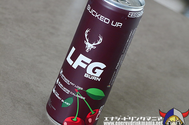 BUCKED UP LFG BURN CHERRY BLASTのデザイン