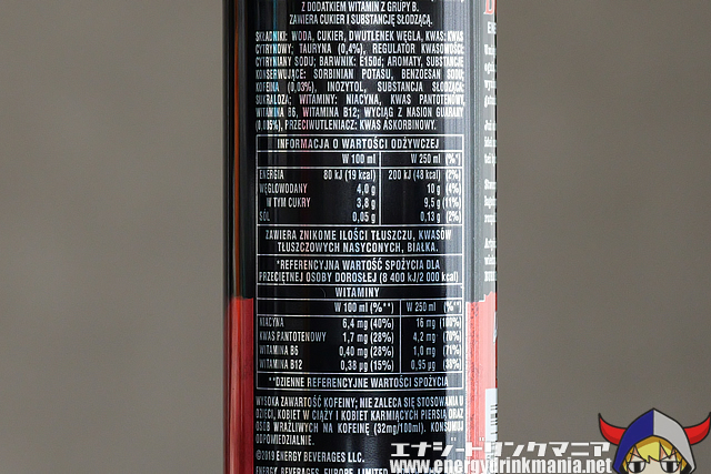 BURN ORIGINALのエナジー成分