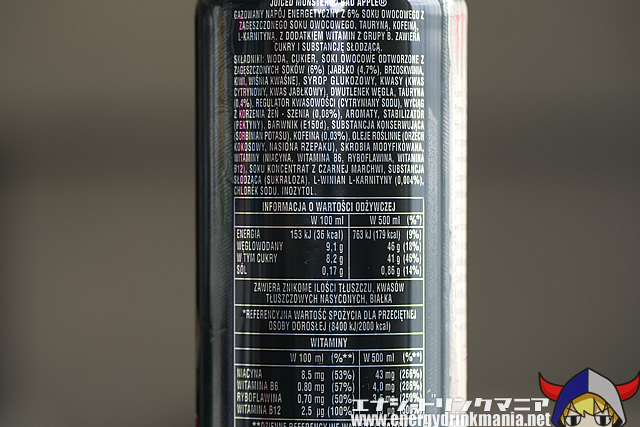 JUICED MONSTER BAD APPLEのエナジー成分