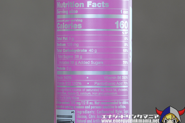 Energy Ingredients of Red Bull PINK EDITION Wild Berry