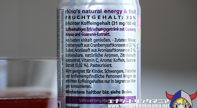 rhino’s natural energy & fruit 27% Cranberry